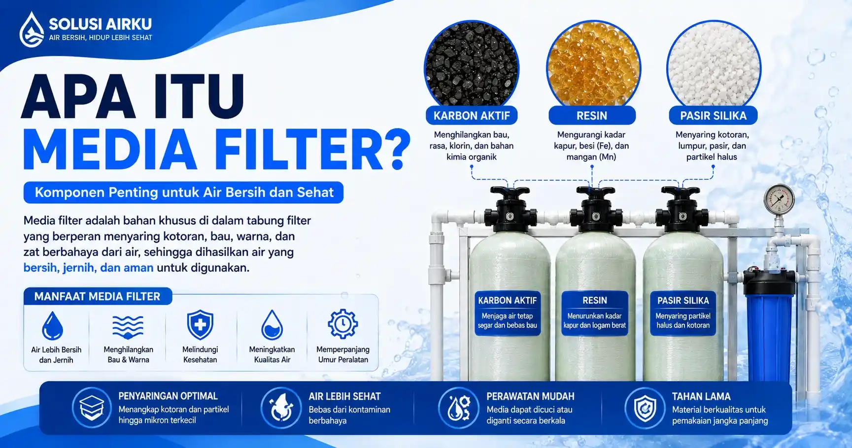Media filter air - karbon aktif, resin, pasir silika