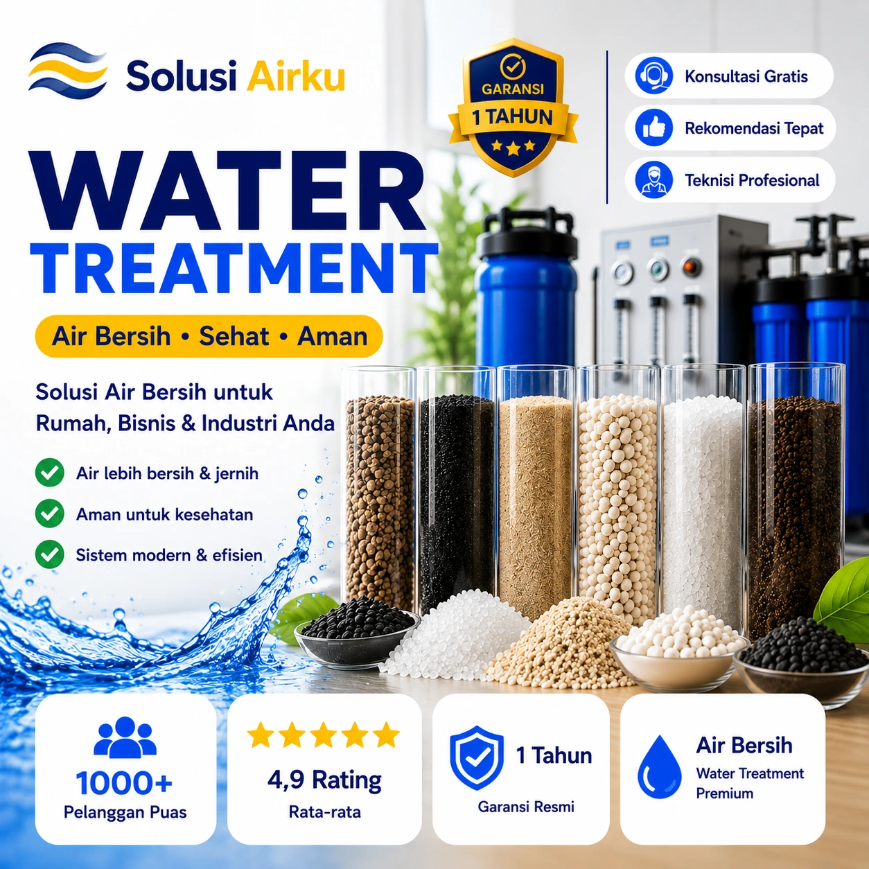 Media filter air - karbon aktif, resin, pasir silika